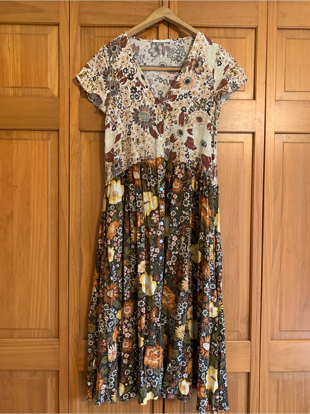 Spell and the Gypsy Collective Desert Daisy Babydoll Floral Patchwork Midi Dress